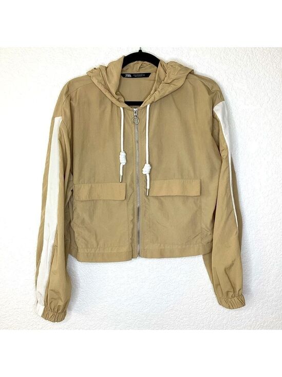Zara Jackets & Blazers - ZARA SIZE S ACTIVE‎ ANORAK JACKET TAN SHORT CROPPED TOP GUC